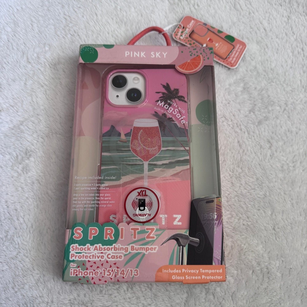 Pink‎ Sky Spritz for iPhone 15 14 13 MagSafe Case and Privacy Screen Protector